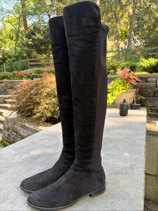 Stuart Weitzman Shoes - Stuart Weitzman Knee-High Boots Black Suede & Neoprene Pull-on, size 11 GUC
